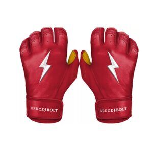 Bruce Bolt Men's Short Cuff Gold Palm Batting Gloves